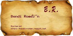 Bendi Román névjegykártya